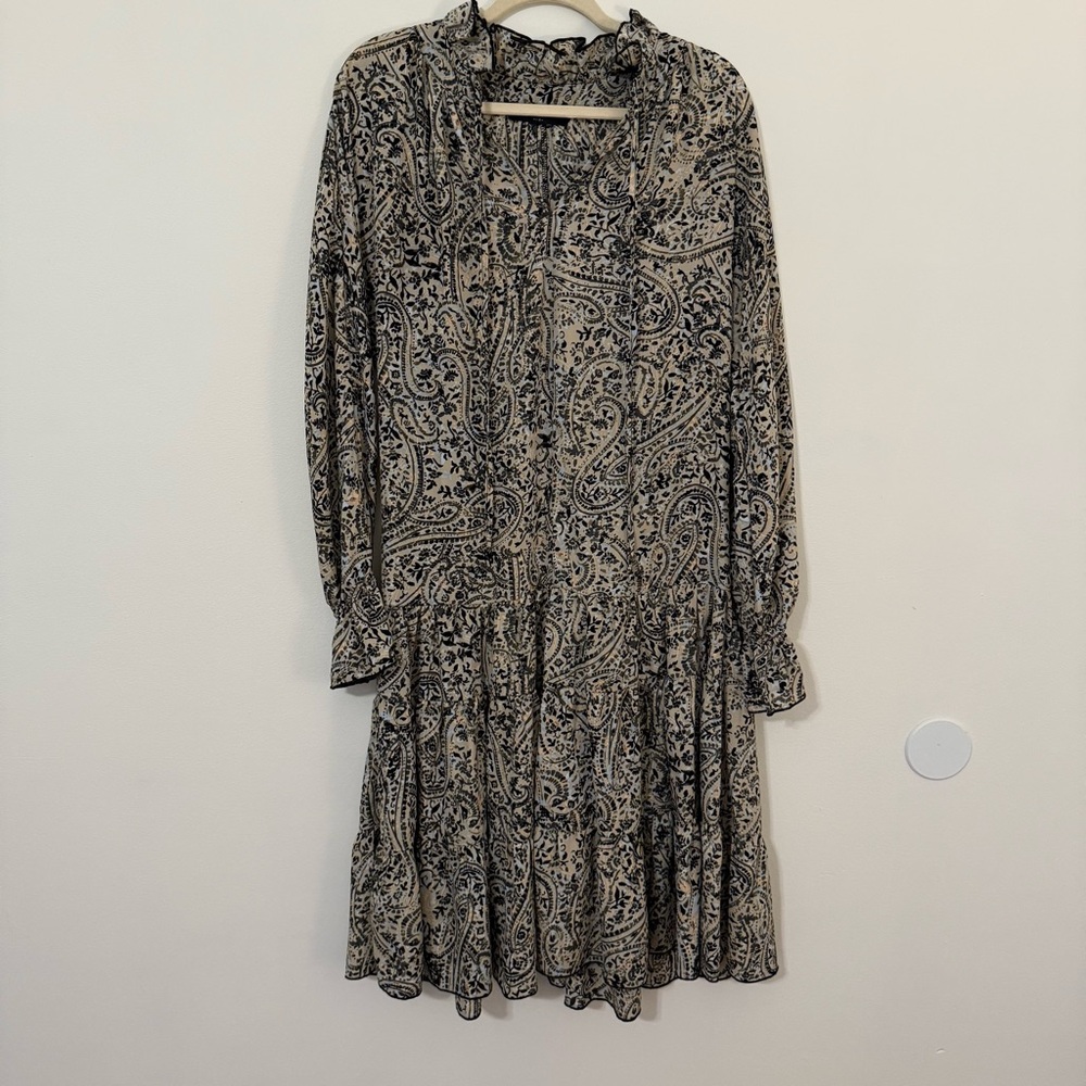 OPT Elegant Black and Cream Paisley Dress size XS